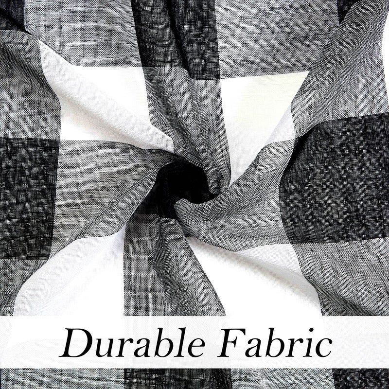 Amzdecor Black Buffalo Plaid Curtains 63 Inch Linen Textured Sheer Panels Buffalo Check Plaid Rod Pocket Rustic Window Treatment Sets for Living Room Bedroom Farmhouse,2 Panels,40'x63'',Black/White - Image 4